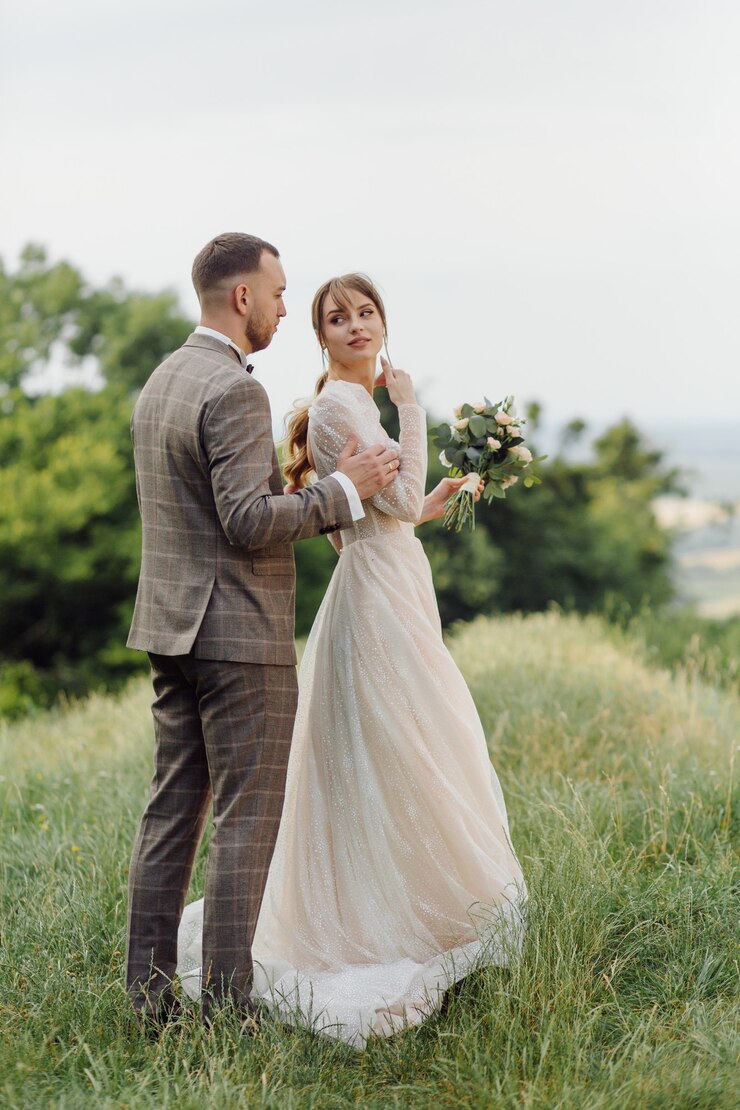 Romantic wedding couple